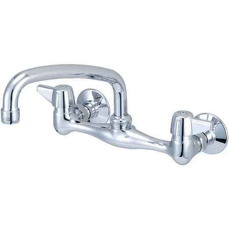 CENTRAL BRASS Two Handle Wallmount Kitchen Faucet, NPT, Wallmount, Polished Chrome, Weight: 3.8 0047-TA1